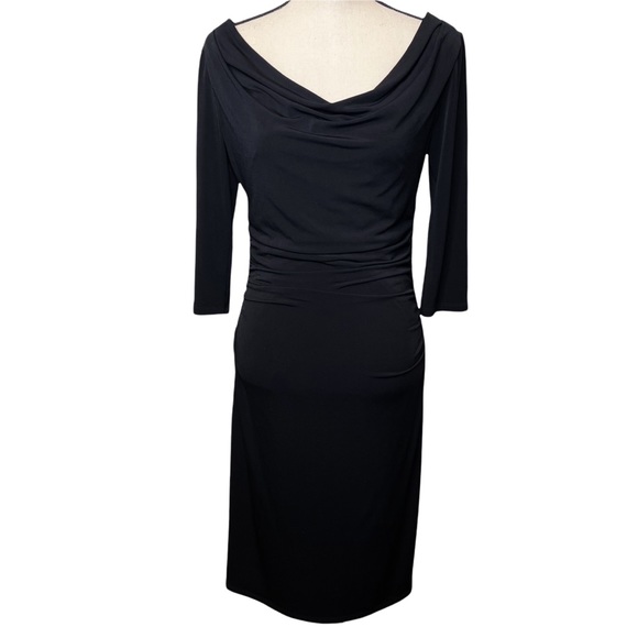 White House Black Market Dresses & Skirts - White House Black Market Black Cowl Neck Sheath Dress Size 6